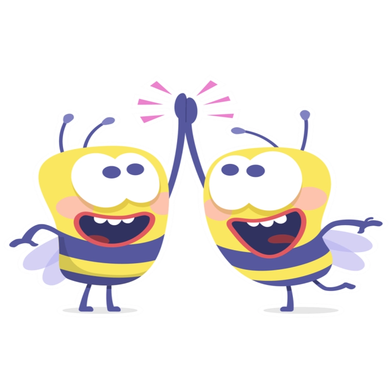 dwie pszczoły trzymające się za ręce