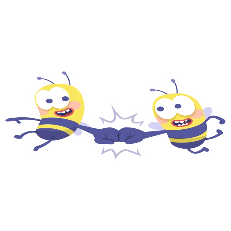 dwie pszczoły stukające się pięściami